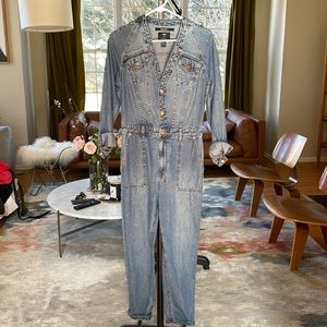 Ksubi v neck denim jumpsuit.